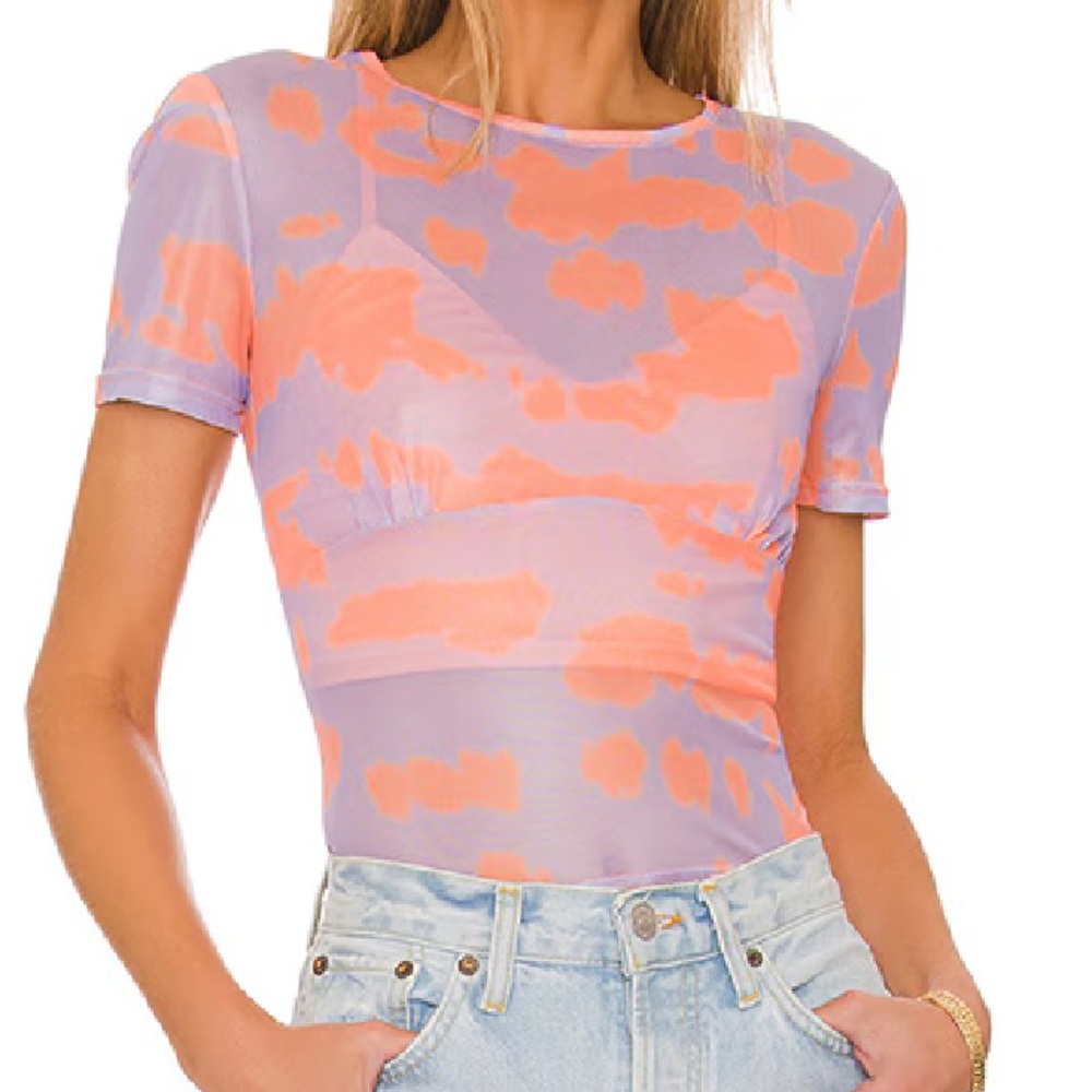 Superdown Simona Sheer Top - Purple & Orange
